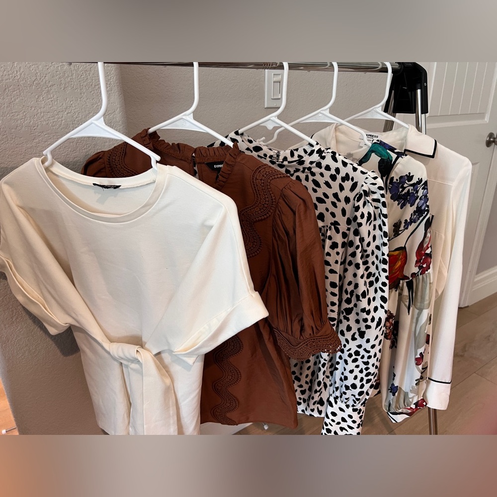 Express Women's Blouse Collection - Cream, Brown, Black, Floral